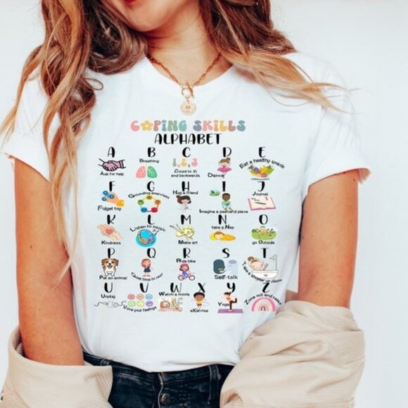 ABC Coping Skills Shirt, Coping Skill Alphabet Shirt, School Counselor Shirt - Picture 1 of 4